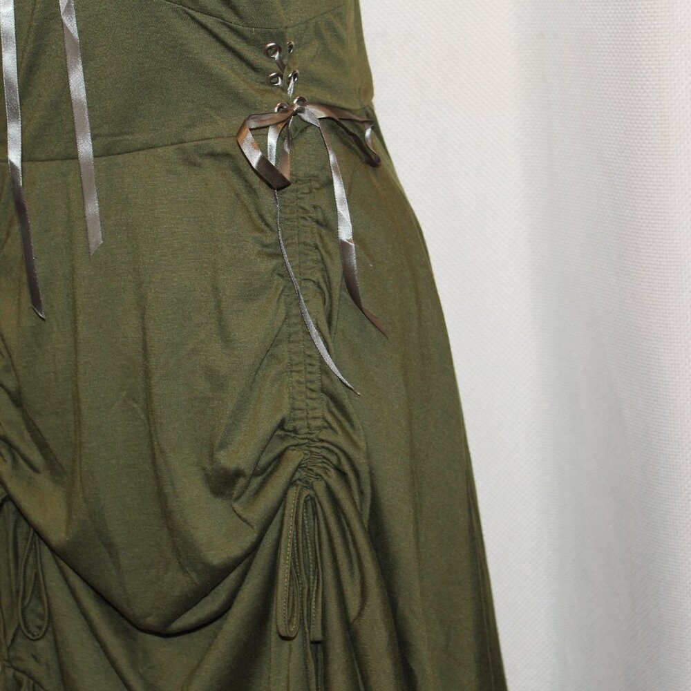 Steampunk Gothic Renaissance Victorian maxi DRESS Olive Green NWT Sz XL - Picture 6 of 8